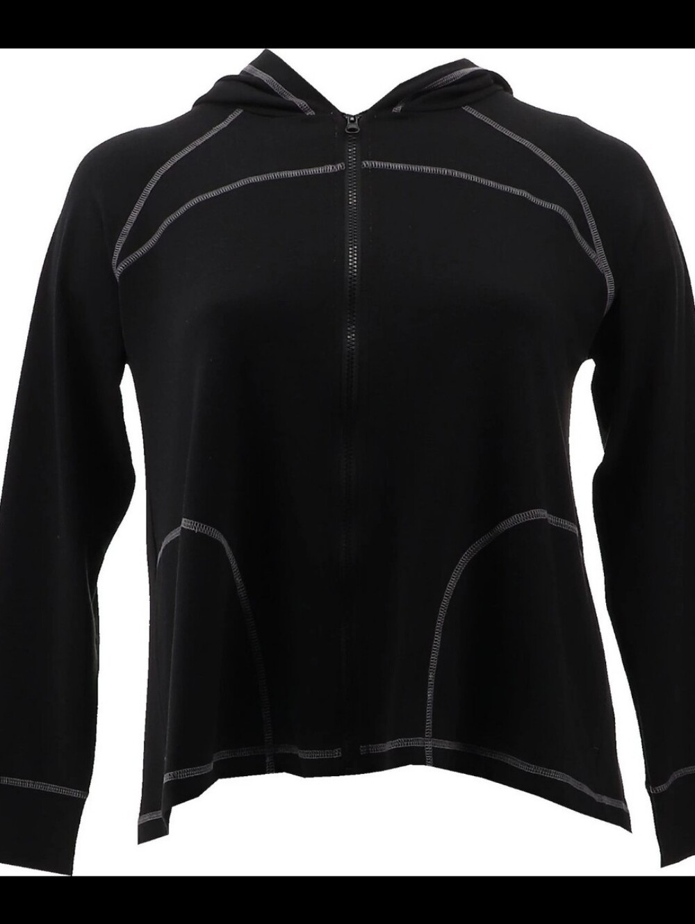 Women's DG2 Downtime Zip-Front Seamed Hoodie Sweatshirt - Black - S